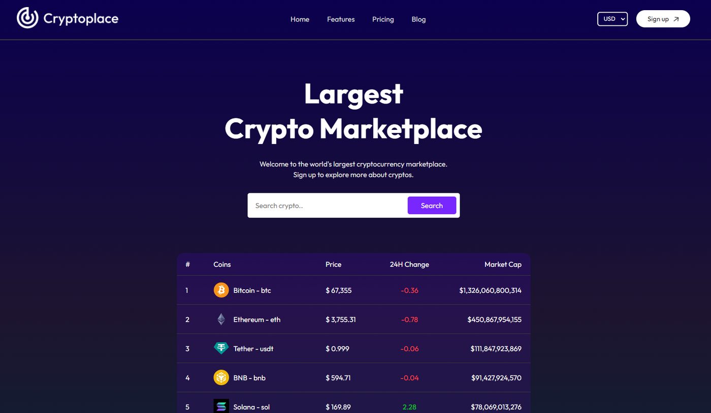 Cryptoplace project screenshot