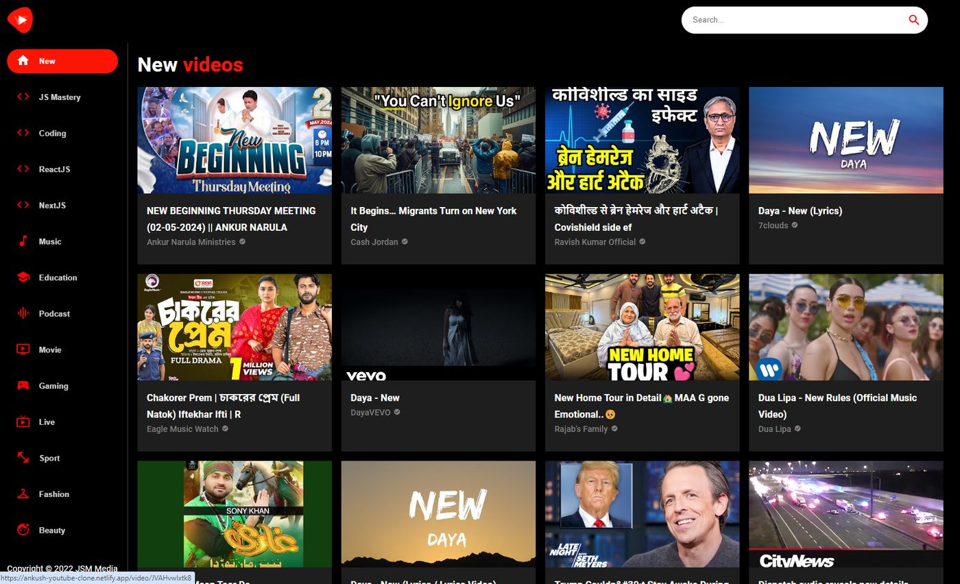 YouTube Clone project screenshot